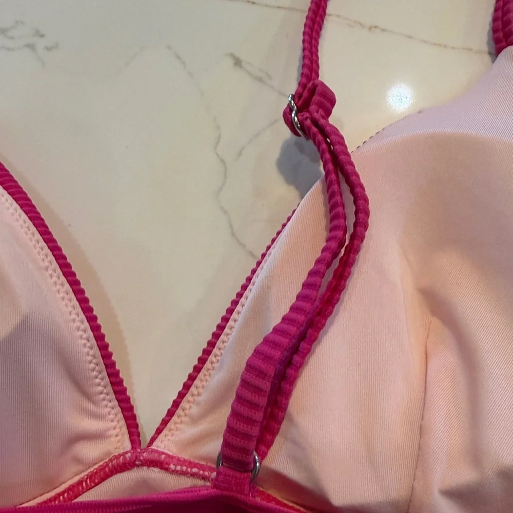 Hot Pink Ribbed Bikini Set - Picture 5 of 8